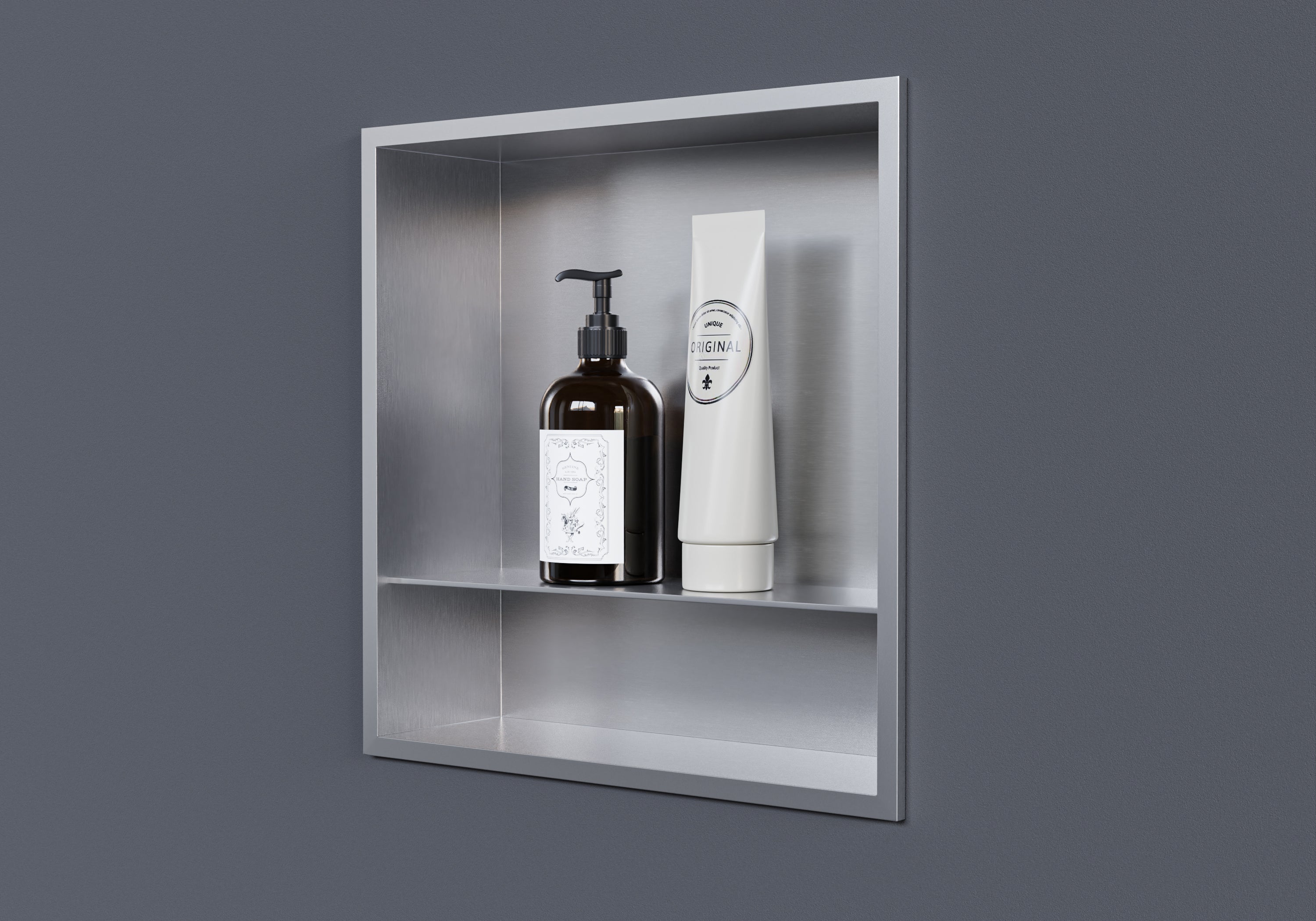 Bernstein - hornacina de ducha, estante empotrado ducha acero inoxidable - 30x30x10cm - nt303010x acero cepillado