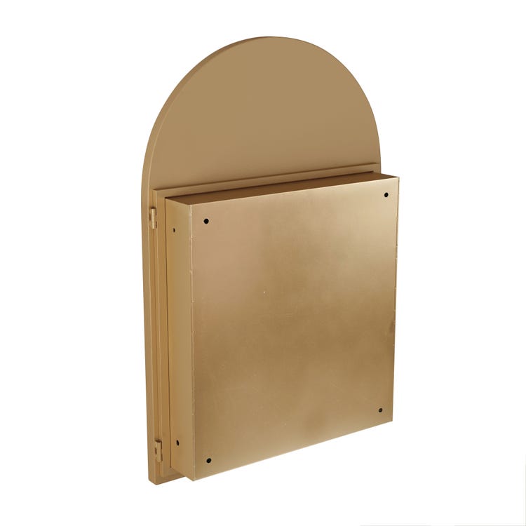 Armoire Miroir Arquée Élégante avec Cadre Métallique Dorée , Étagères Ajustables, Installation Murale ou Encastrée, Idéale pour Salle de Bain - 4