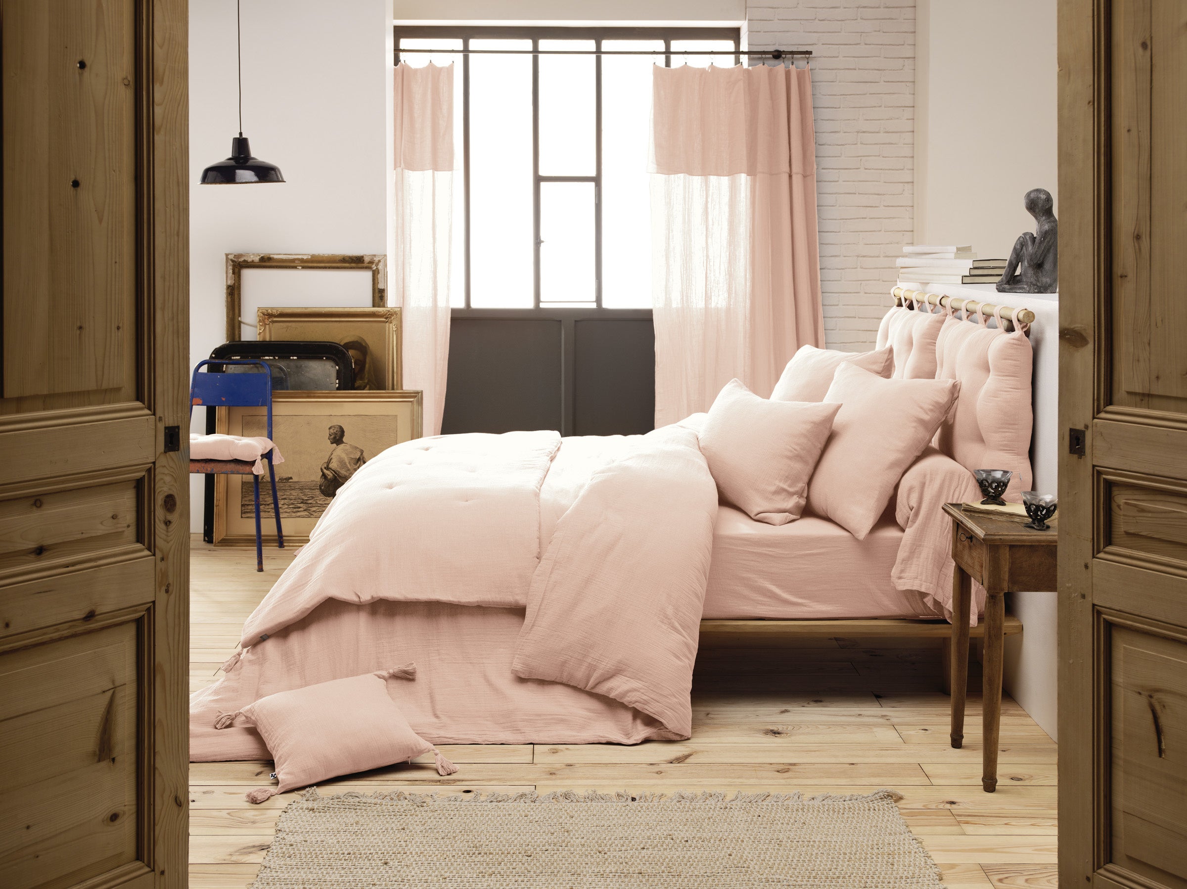 Drap-housse 180 x 200 cm – Double Gaze de Coton 125 g/m² – Gaïa Guimauve - 3