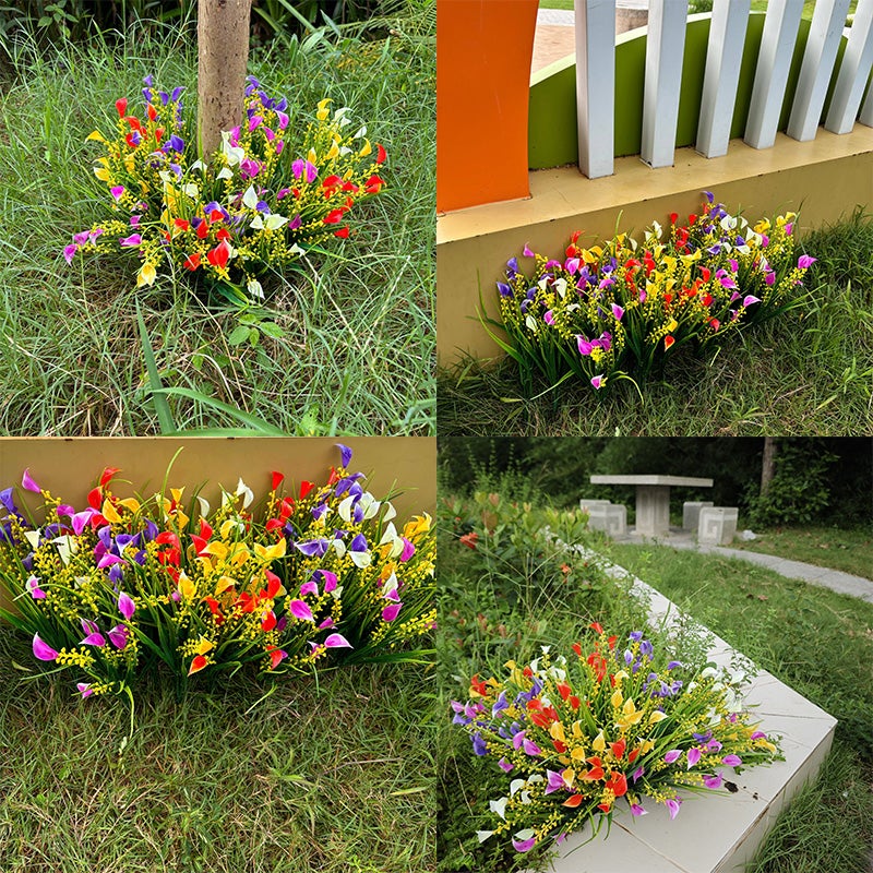 Lot de 20 plantes artificielles décoratives d'extérieur, bouquet de simulation de lys calla en plastique - 4