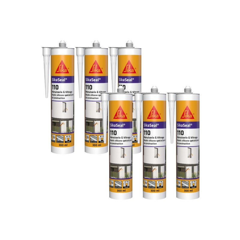 Lot de 6 mastics silicone SIKA SikaSeal 110 Menuiserie & Vitrage ...