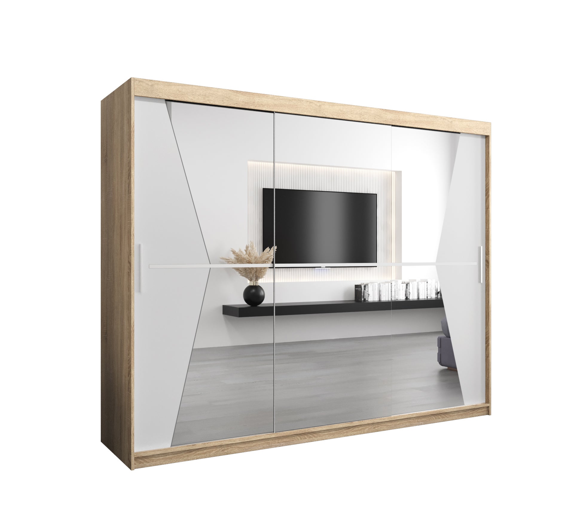 Szafa przesuwna garderoba MAROKO 250 x 62 x 200 cm Sonoma + Biały - Abiks Meble
