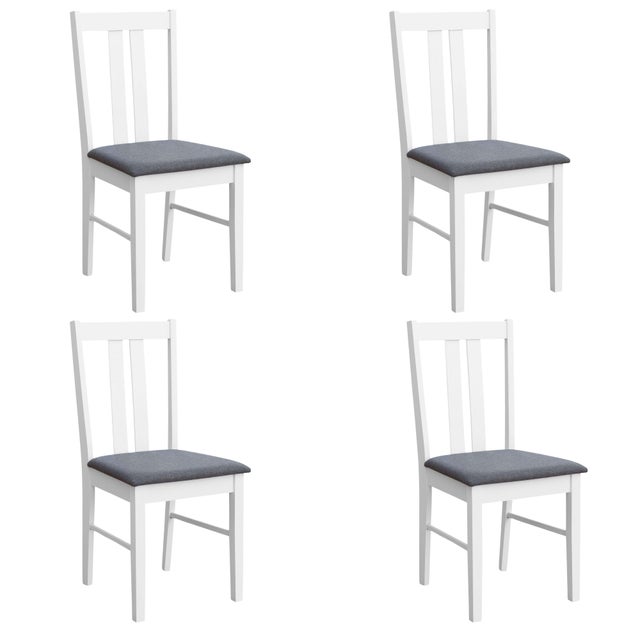 Set 4 Sillas de Cocina Comedor Classic, Conjunto 2 Sillas Cocina Fabricadas en Melamina tapizadas asiento gris Color Blanco