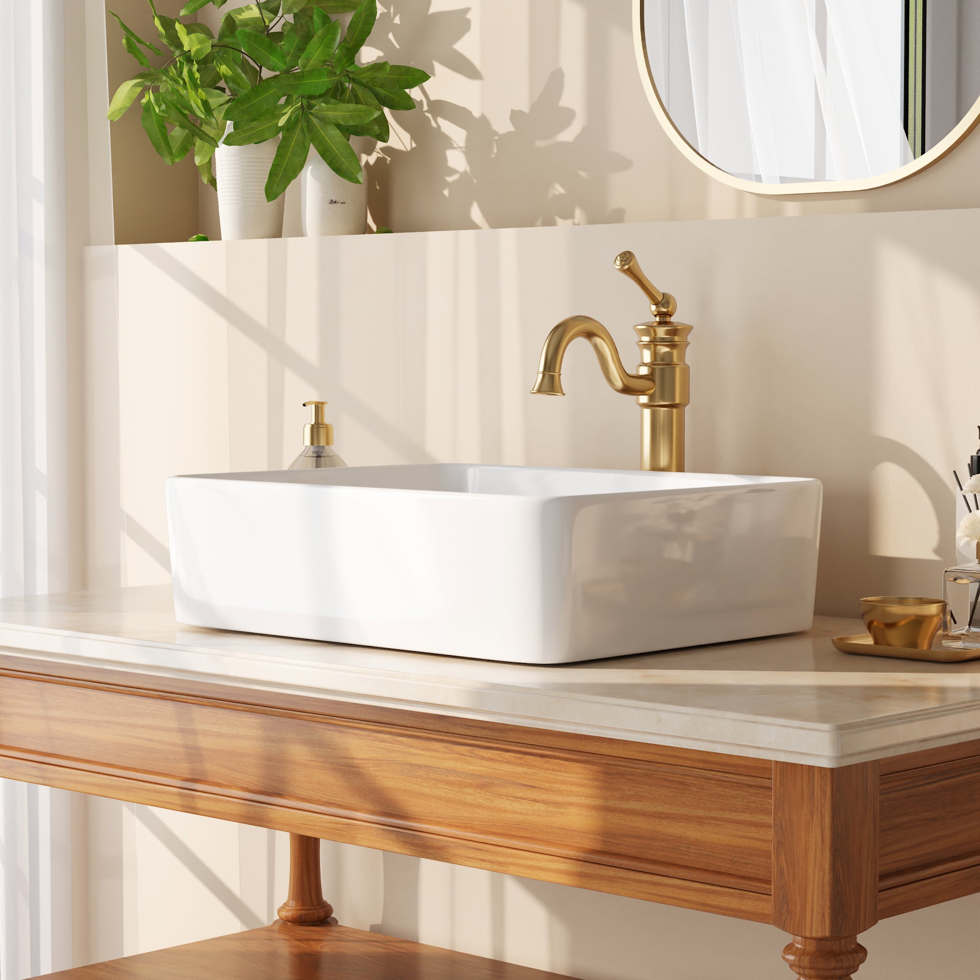 Vasque à Poser Salle de Bain - Vasque à Poser Rectangulaire en Céramique Blanc - 48 x 37.5 x 13.5cm, DeerValley - 6