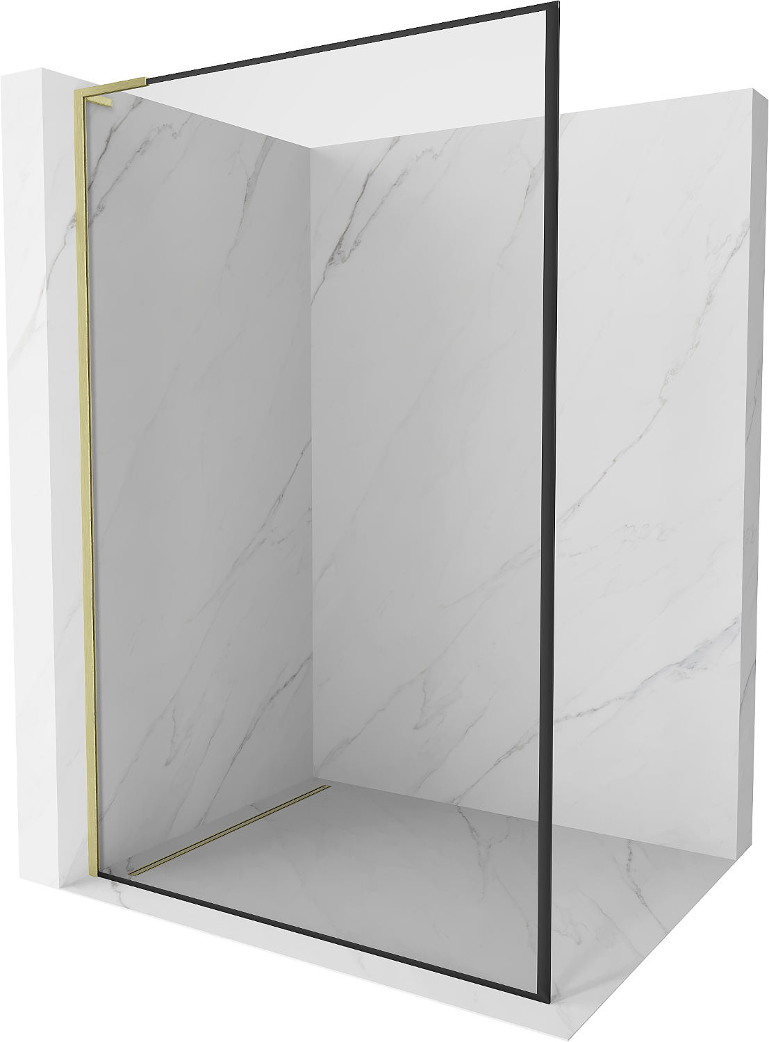 Mexen Kioto L ścianka prysznicowa Walk-in 90 x 200 cm, czarna ramka, złota szczotkowana - 800-090-103-55-70