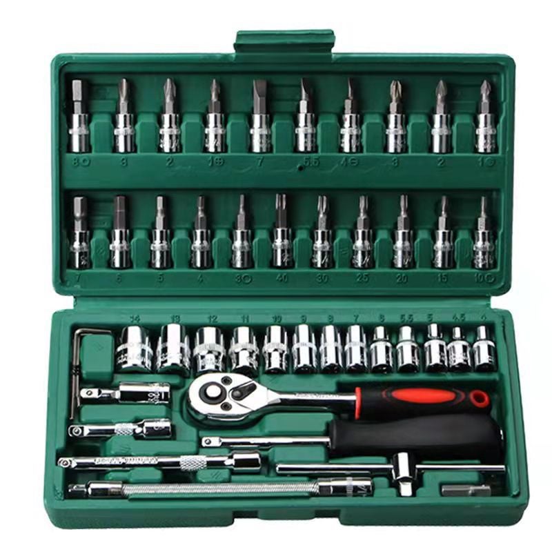 Jeu De 53 Pièces 1/4 - Douilles, Clé à Cliquet, Extensions Et Embouts En Acier CR-V - Pour Bricolage Et Mécanique Auto