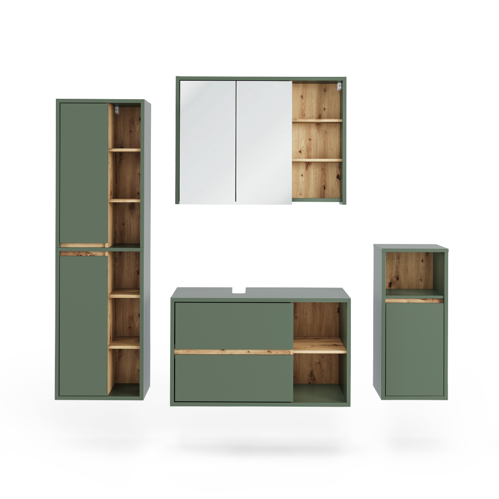 Vicco Zestaw mebli łazienkowych Viola, Zielony/rzemieślniczy, 4 części