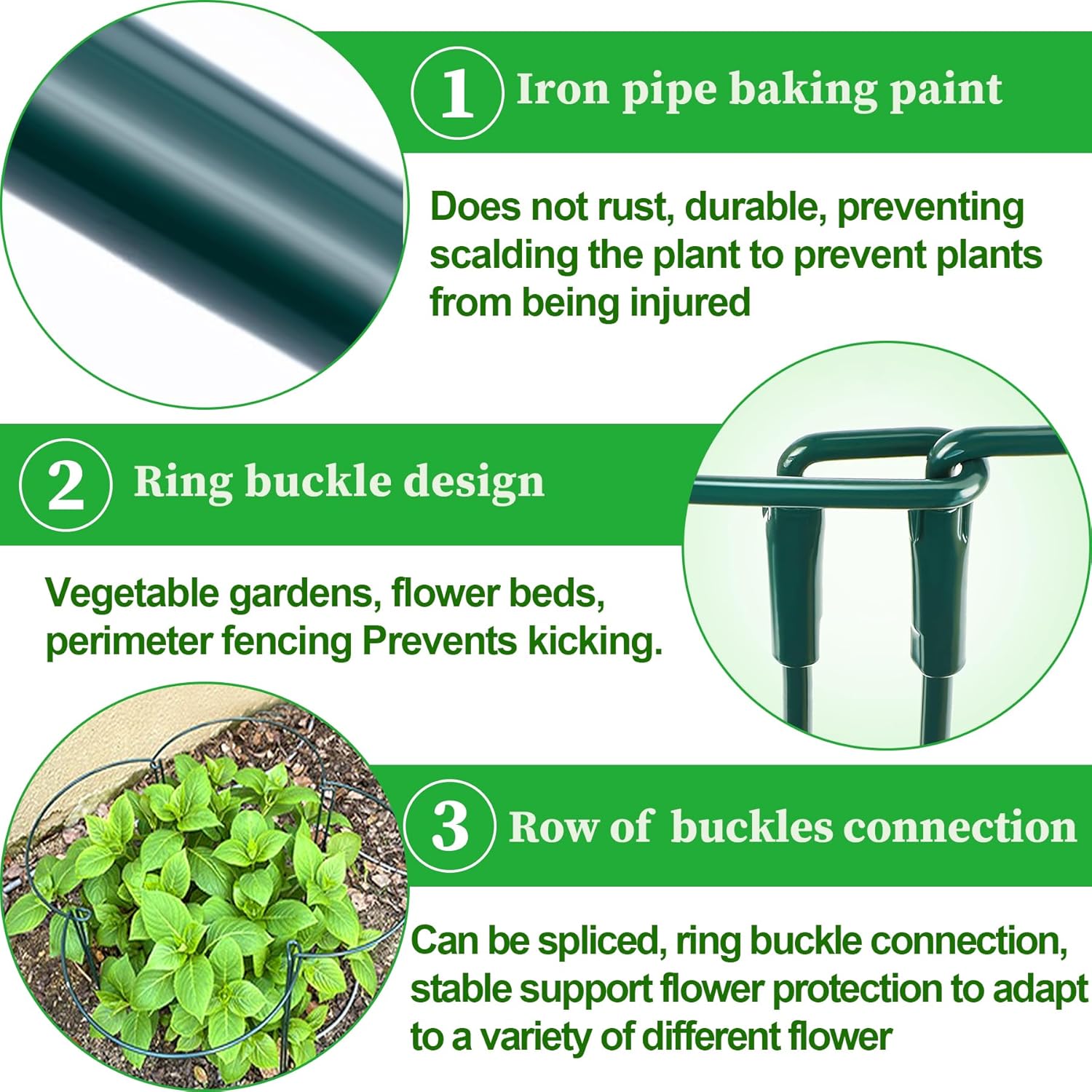 10 Pièces 25x80cm Tuteurs pour Plantes,Support de Plantes de Jardin Demi-Rond,pour Hortensias, Pivoines, Plantes Vivace, Légume - 4