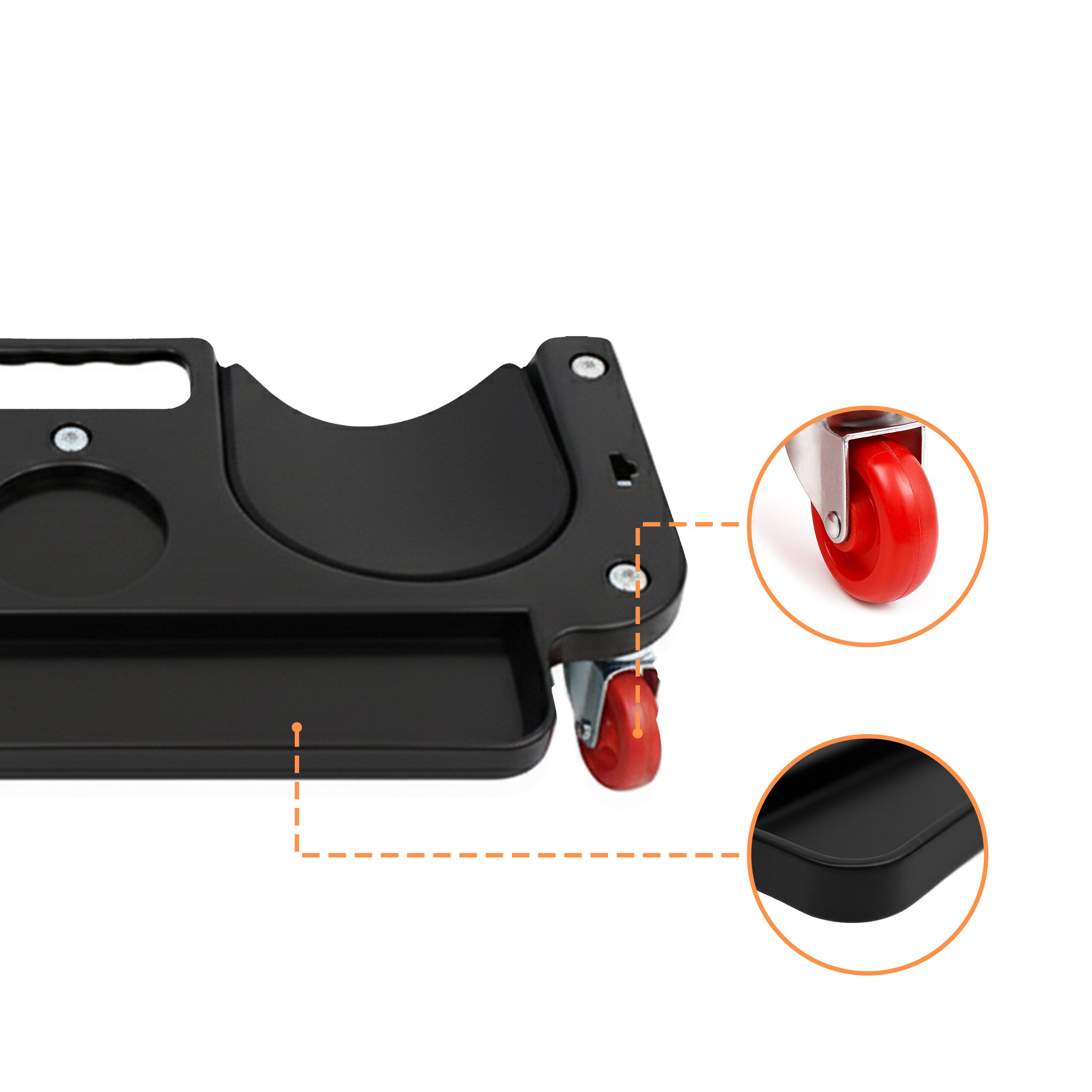 Planche roulante pour genoux, cap. 150 kg, roulettes, plateau porte-outils, LxP 50x25,5 cm, noir, relaxdays - 5
