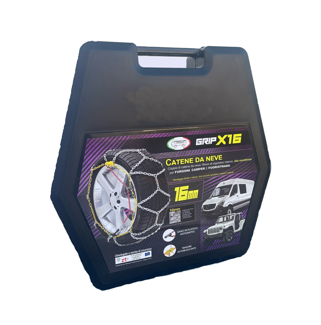 Catene da Neve GRIPX 16mm per SUV e Fuoristrada - Certificate TüV e GS, Gruppo 245, Acciaio Resistente