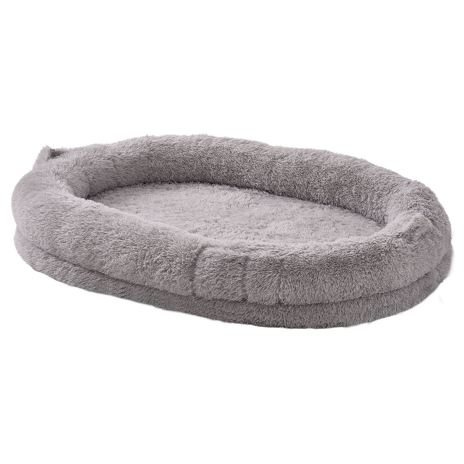 Cama para perros para personas y animales,VEVOR 182x122x25 cm,con funda terciopelo PV lavable,espuma celular,bolsa de almacenamiento,gris claro - 9