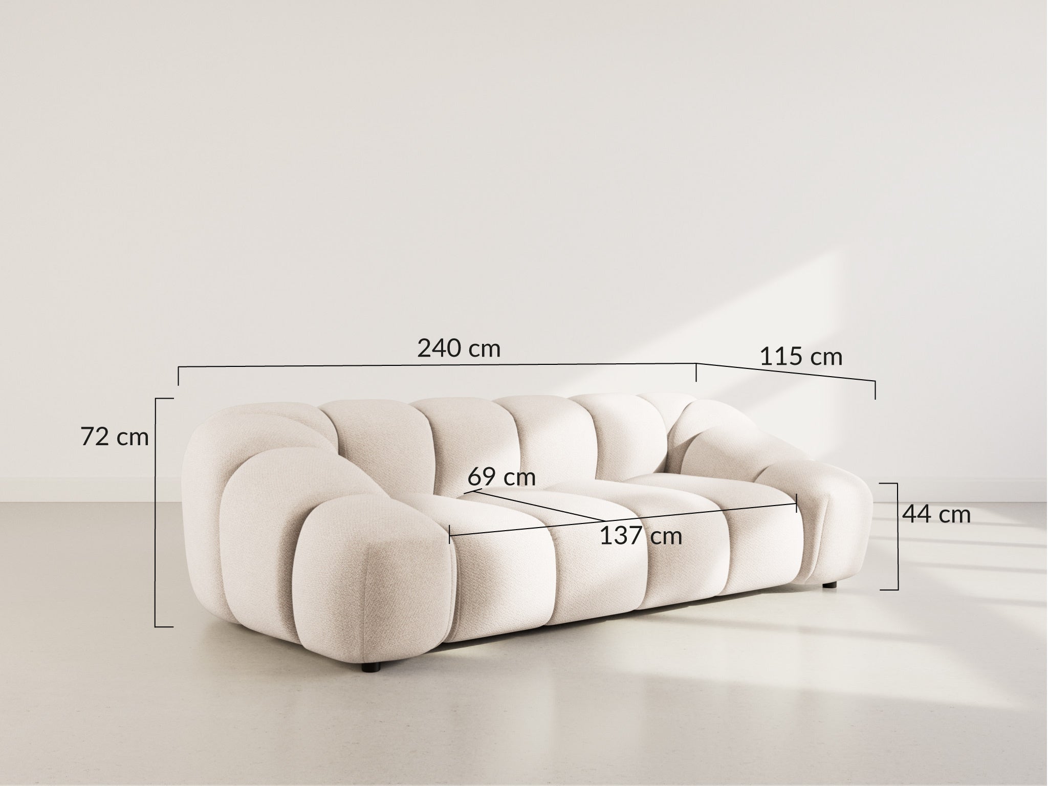 Canapé droit 3 places en velours texturé terracotta - AVA - Best Mobilier - 8