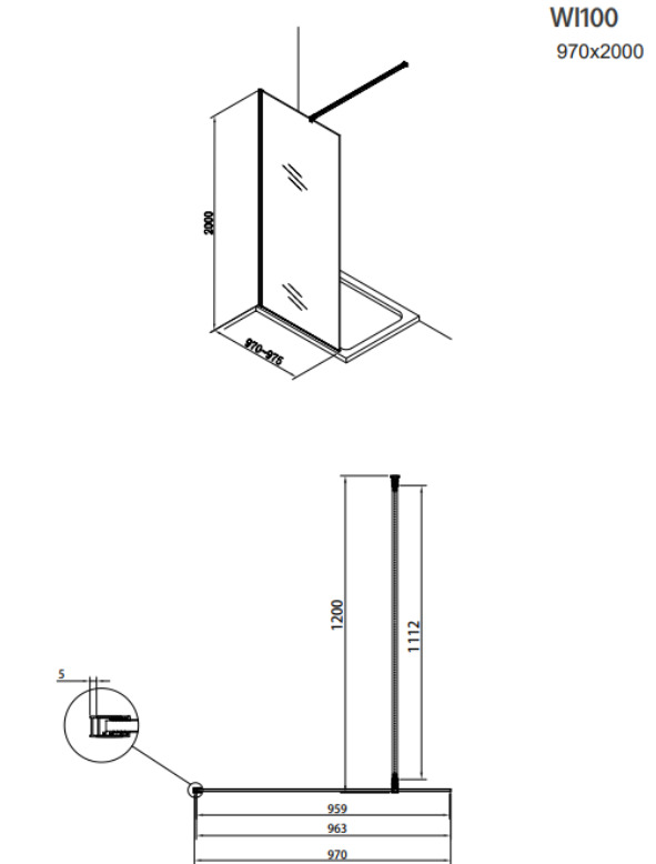 Pack Douche Complet – Paroi Walk-In 100x200 Chrome + Colonne SAT 3 Jets + Receveur Marbre Coulé Blanc 120x80 (SAT100C7PR128W) - 6