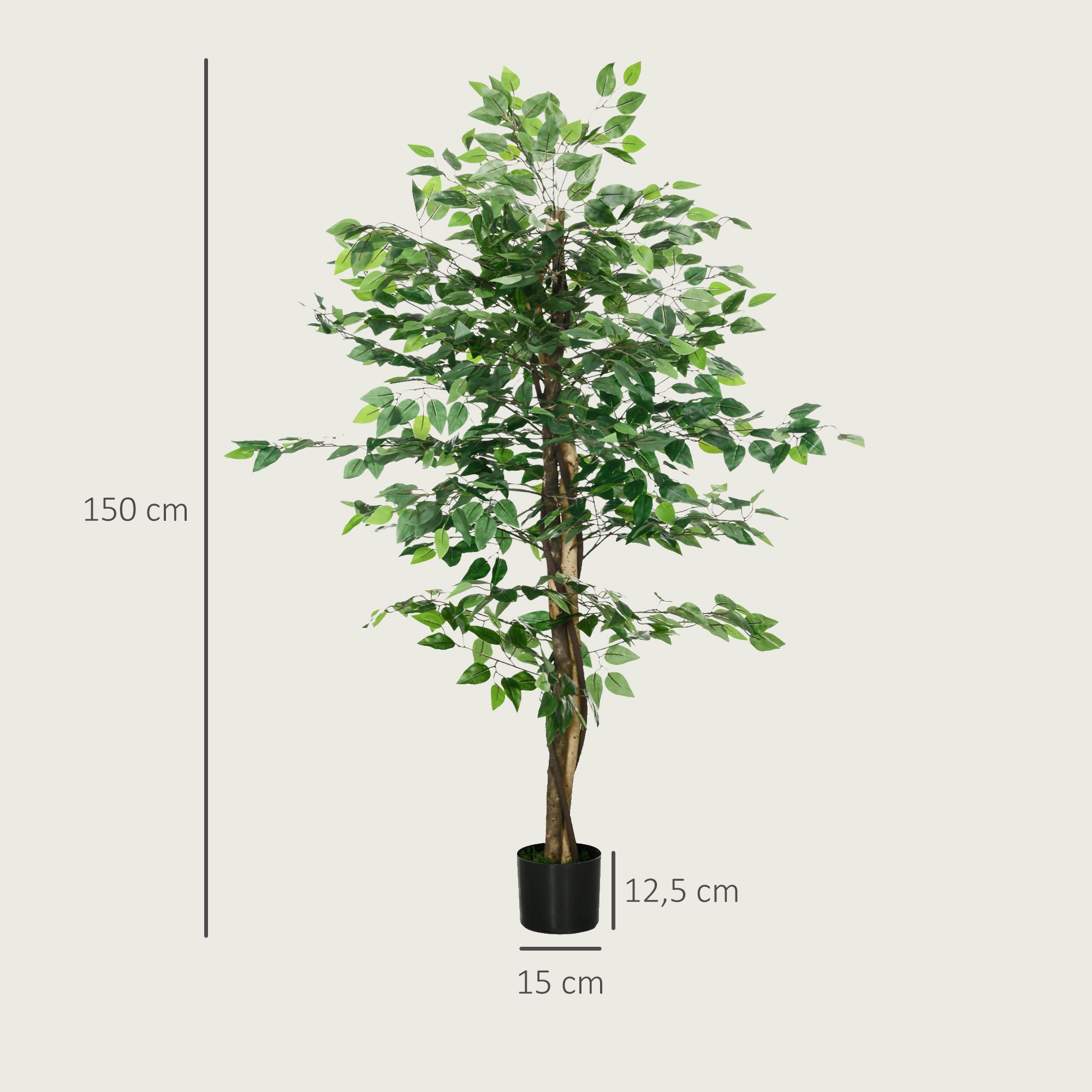 Planta Artificial HOMCOM PEVA Verde 15x15x150 cm - 3