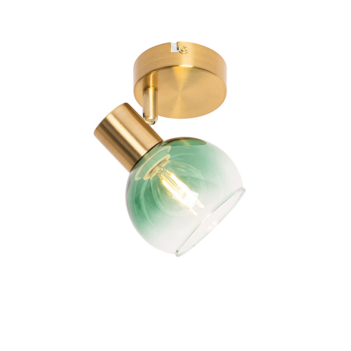 Qazqa spot de plafond orientable - Vidro - vert, e14, max. 25w, 10cm, rond, idéal pour le salon, la cuisine et - 9