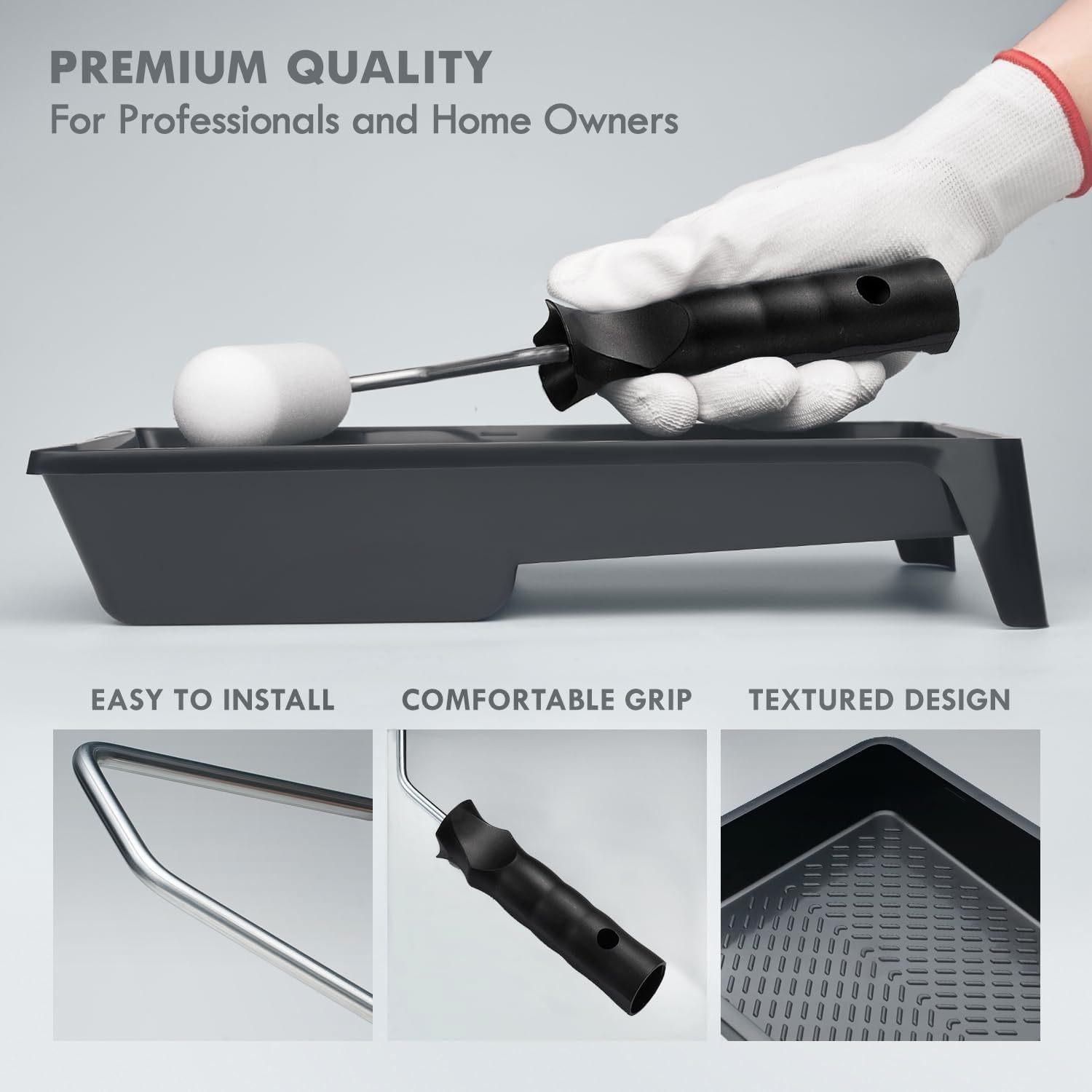 Kit Rouleau Peinture Mousse 11 cm - 10 Pièces avec Bec Anti-Gouttes pour Renovation Intérieure - 3