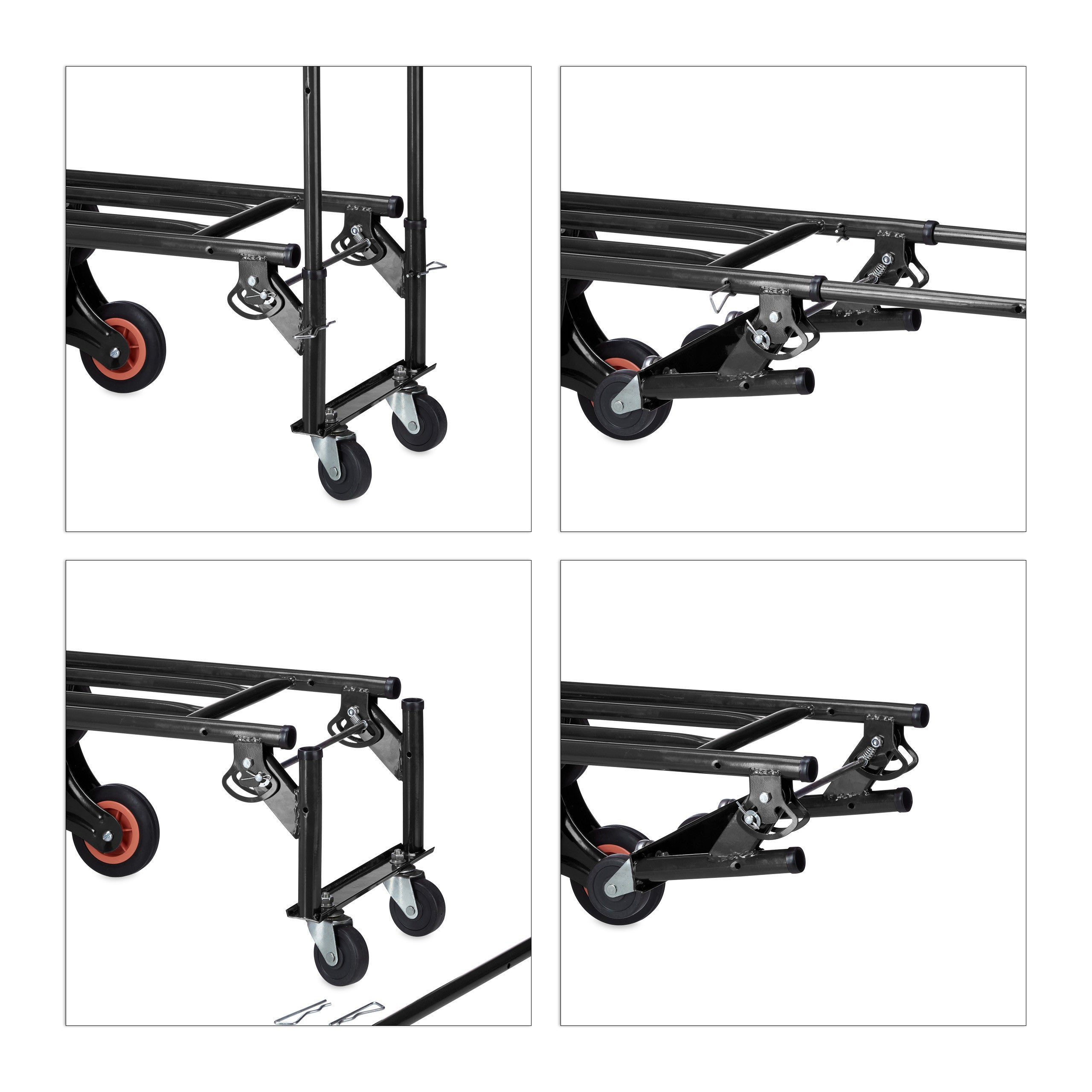 Diable pour escaliers, chariot de transport, porte-charge pliable, jusqu'à 50/150 kg, roue en caoutchou, noir, Relaxdays - 9