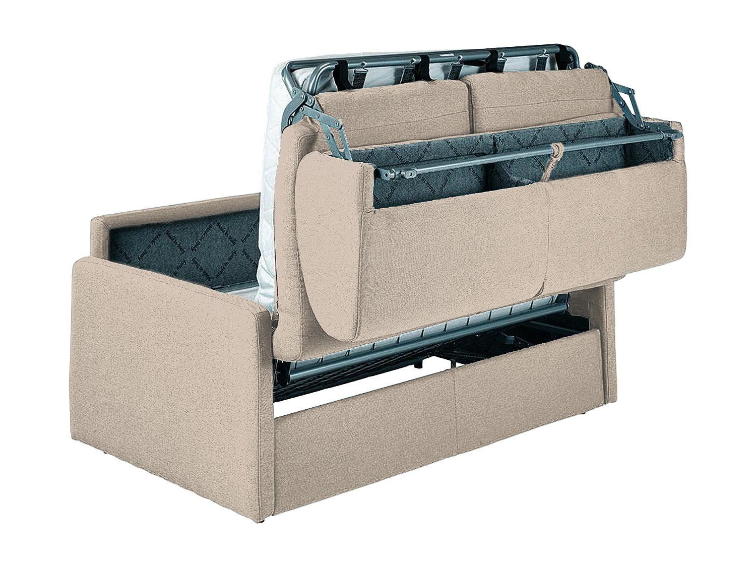 Canapé 3 places convertible express en tissu beige - Couchage à lattes larges 140 cm - Matelas 14 cm CALIFE - 5