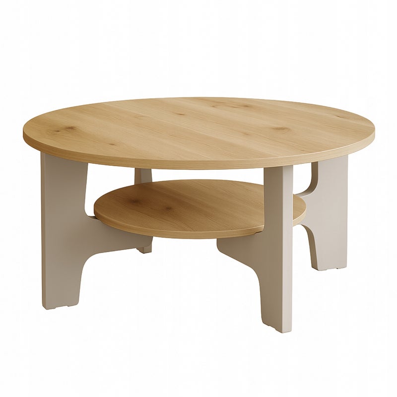 Stolik Kawowy KASZMIR Dąb Artisan 80cm Okrągły JAPANDI BOHO Salon