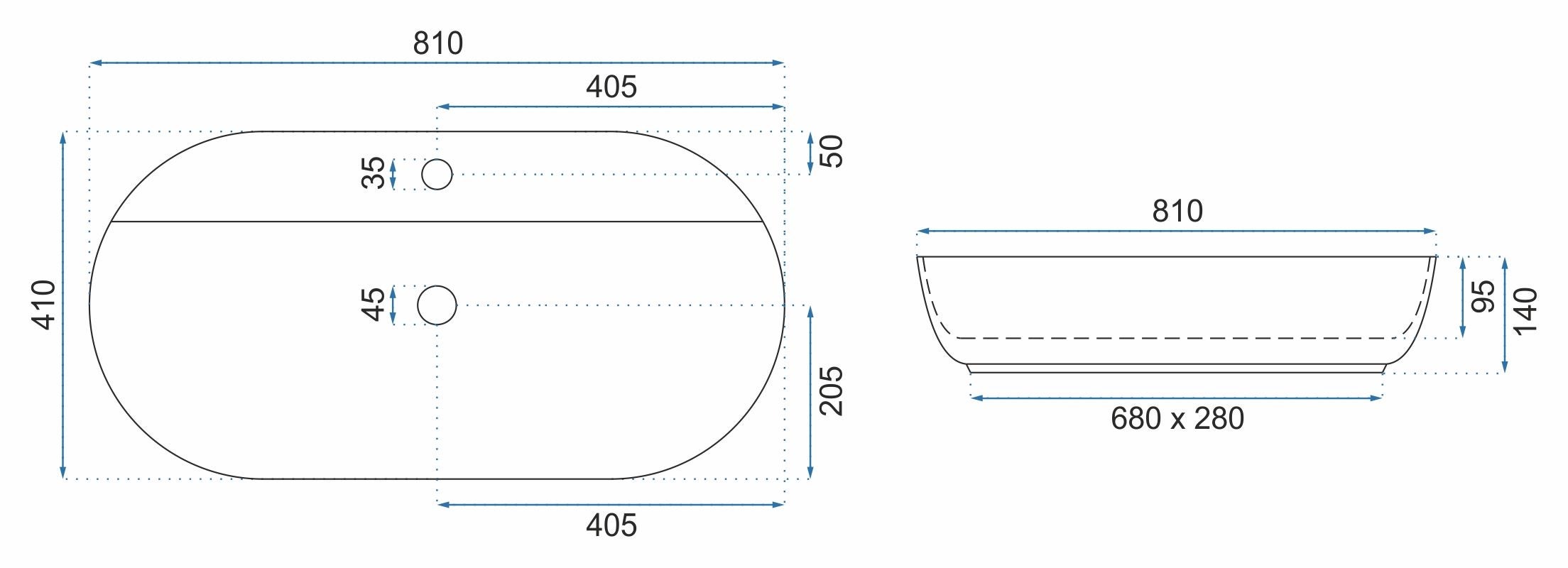 Umywalka Nablatowa Rea Aura 81 Biały 81 X 41 - 5