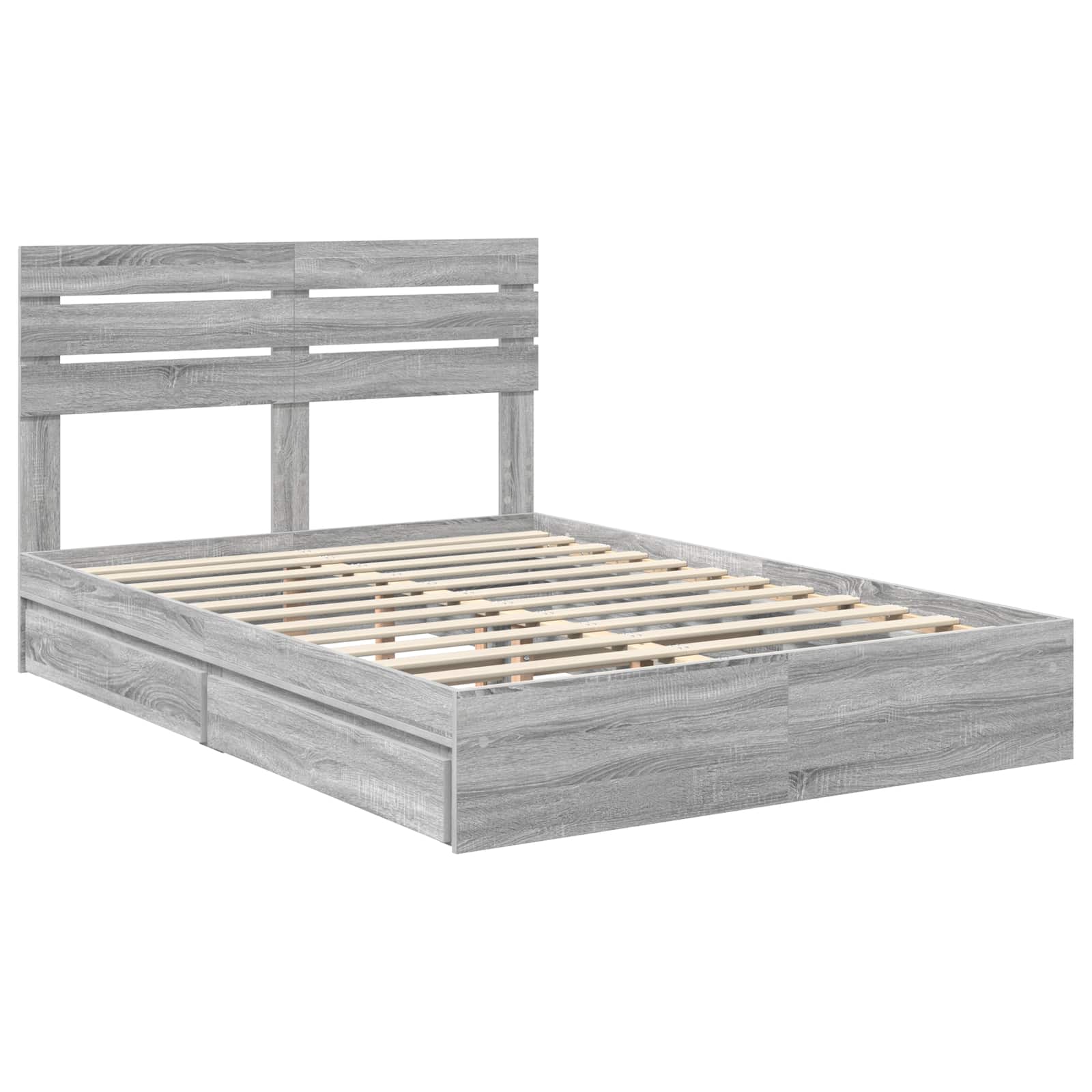 Lit avec rangement, panneau de bois, gris, pour la chambre, 160 × 200 cm - 4