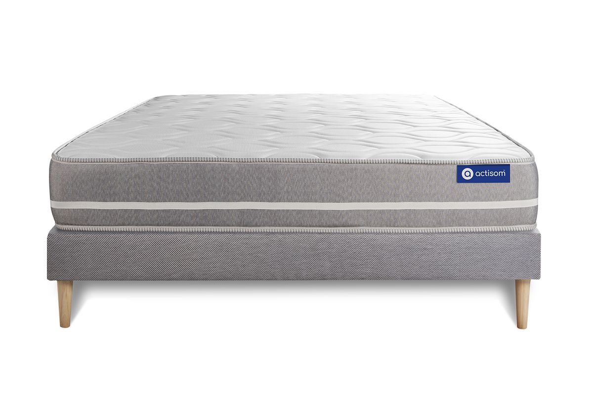 Ensemble matelas 140 x 200 cm Actilatex touch - Latex et mémoire de forme - Ep : 20 cm - Equilibré - sommier kit Gris - 3