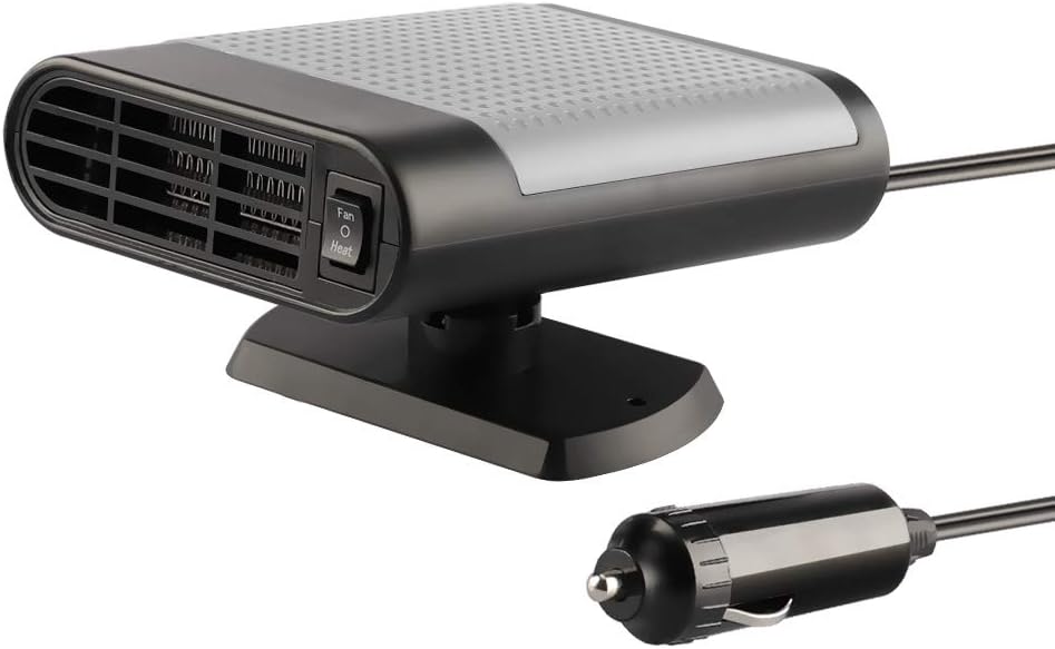 Przenośny grzejnik samochodowy, podłączany do gniazda zapalniczki, 12 V, 150 W, odpowiedni na zimę, czarny i szary
