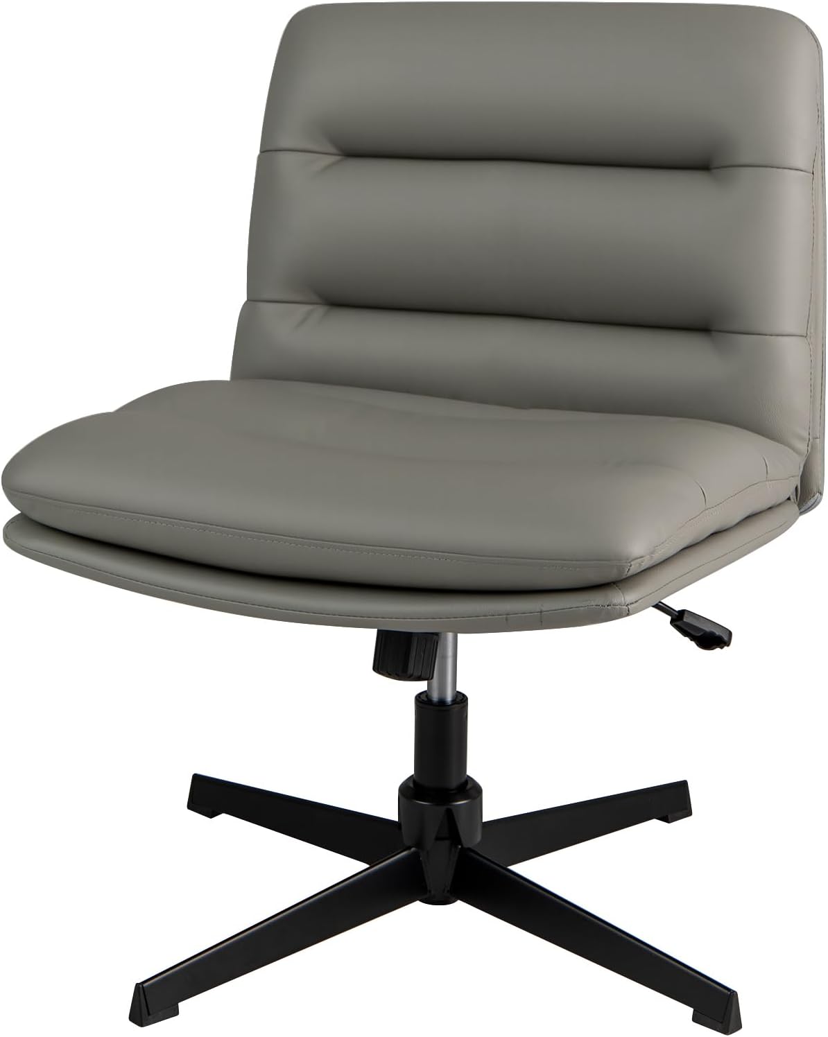 Ergonomiczne Krzesło Biurowe Obrotowe z Imitacji Skóry z Funkcją Odchylania o 120°, o Regulowanej Wysokości 43-53 cm, Nośności 150 kg (Szare)