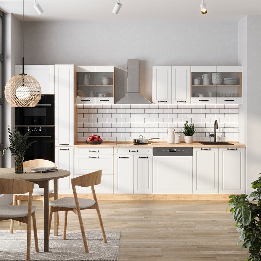 Vicco Cuisine complète R-Line, Blanc campagnard/Chêne doré, 350cm , PT Chêne - 4