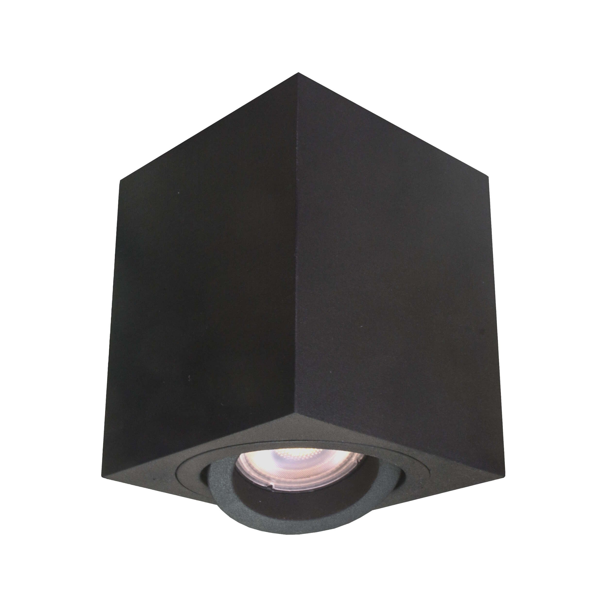Reflektor sufitowy spot natynkowy Lyon kwadratowy czarny 1xGU10x50W wym: 9,5 x 9 x 9 cm metal Light Prestige
