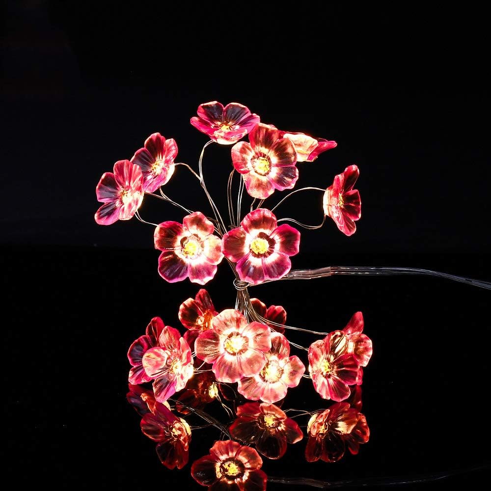 LEMROE Lumières LED Sakura, Chaîne de Fleurs de Cerisier, Guirlandes Lumières de Fleurs, Guirlande Lumineuse Cerise Rose (3M) - 2