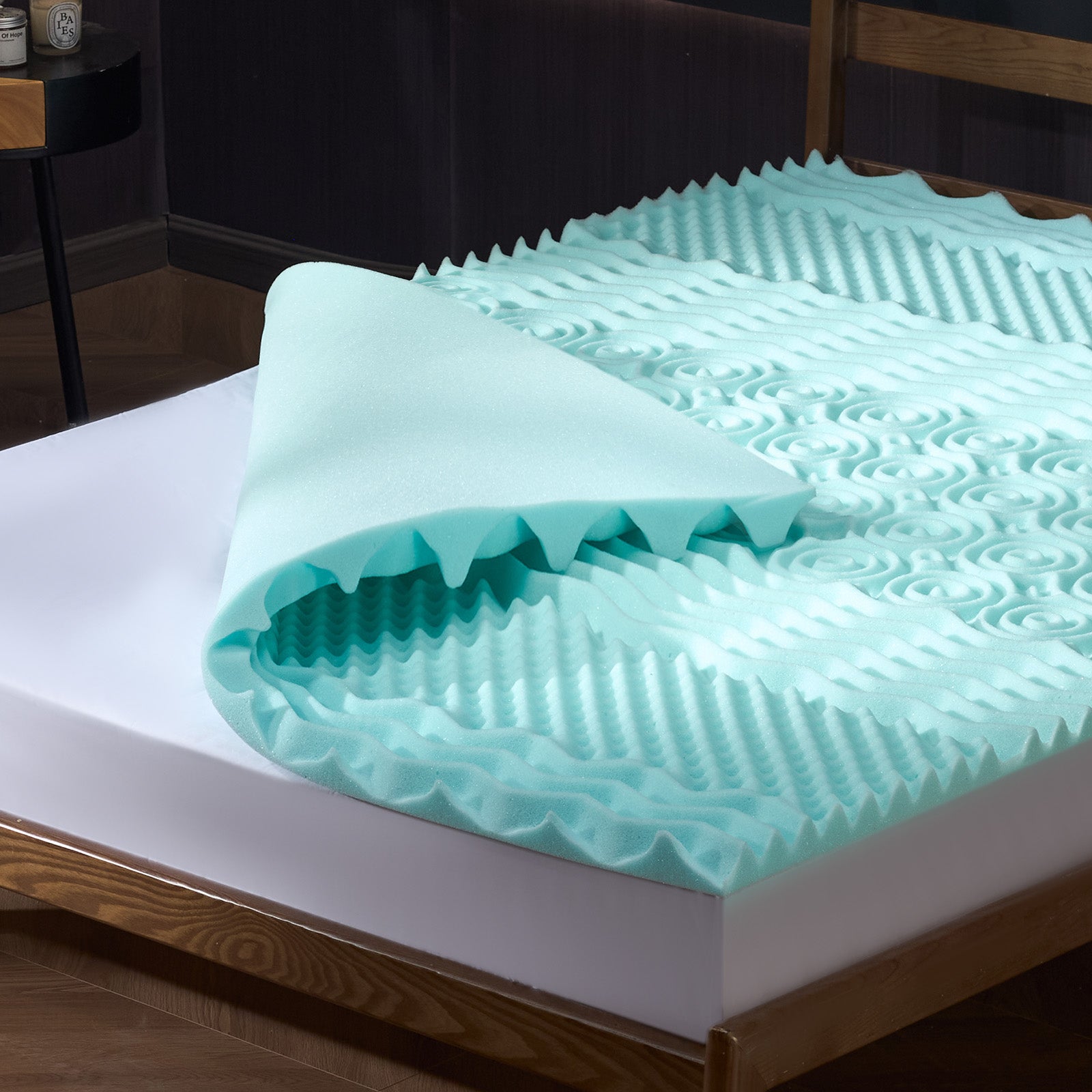 Capa de colchão de espuma viscoelástica VEVOR, 50,8 mm, gel refrescante, pacote de compressão, configuração rápida, 7 zonas de conforto - 8