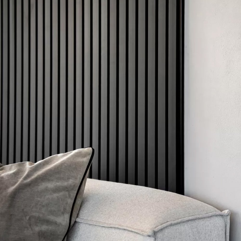 Lot de 2 demi-panneaux mural décoratif lamelles MDF noir sur fond noir 1250 x 287 x 20 mm-0,72 M2 PEFC 70% - 5