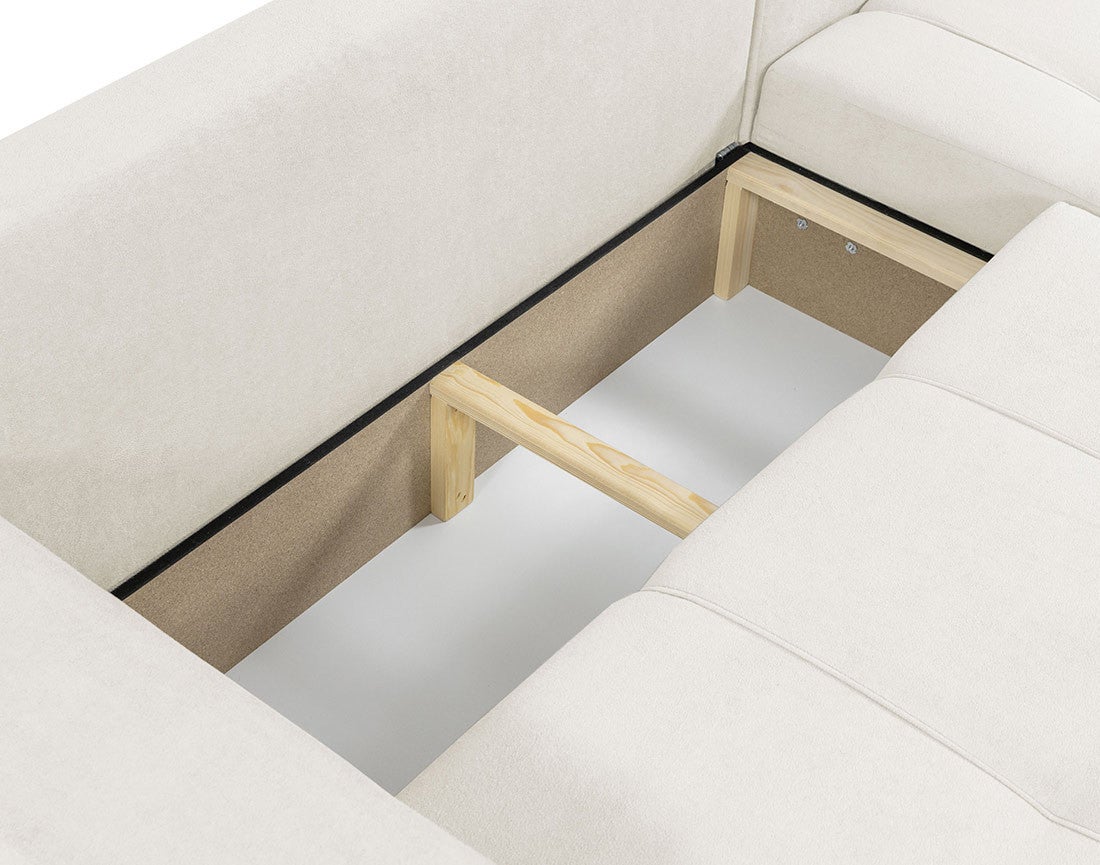 Canapé d'angle convertible 4 places en tissu beige - NICOLE - Best Mobilier - 4