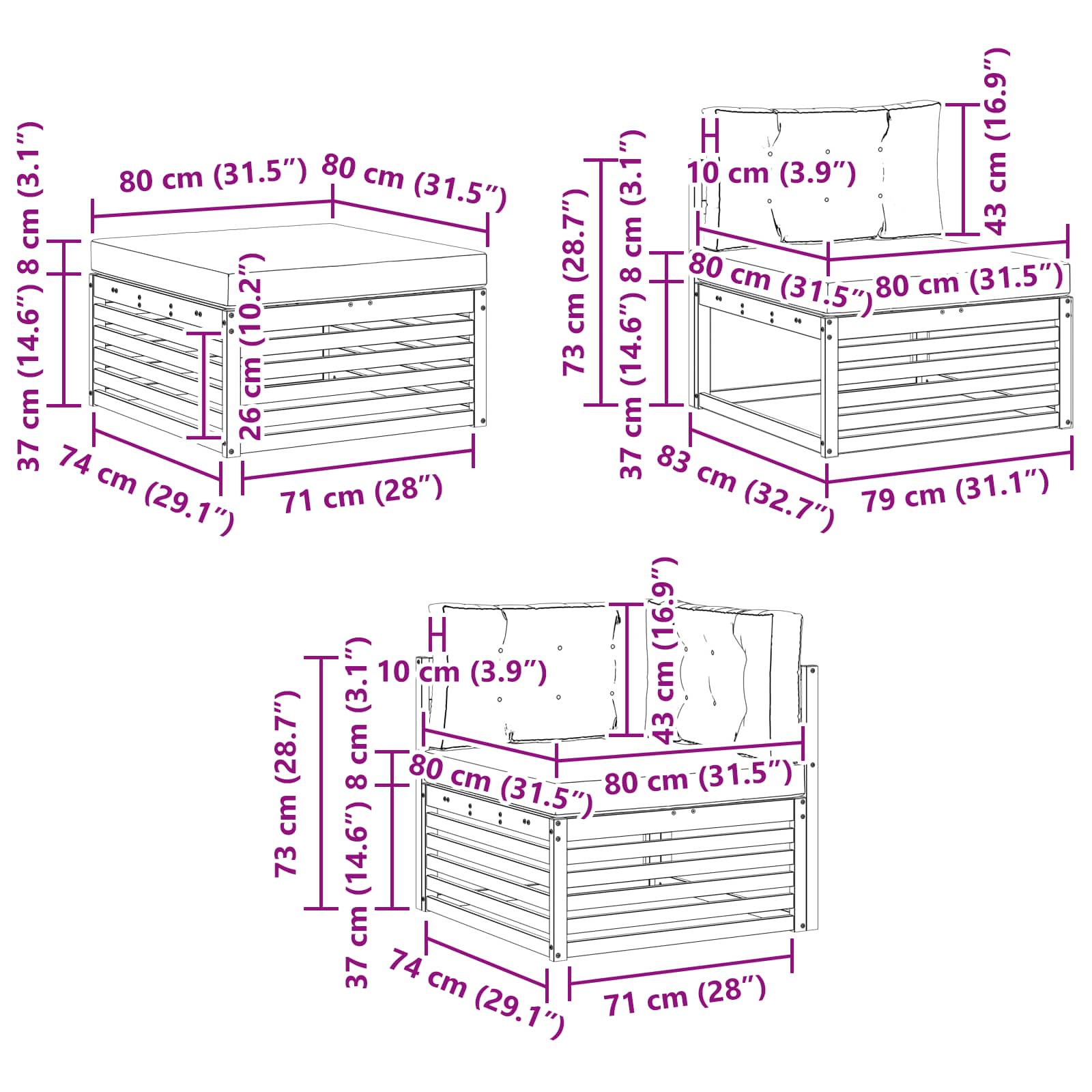 Ensemble de canapés d'extérieur 6 pièces naturel et beige - 8