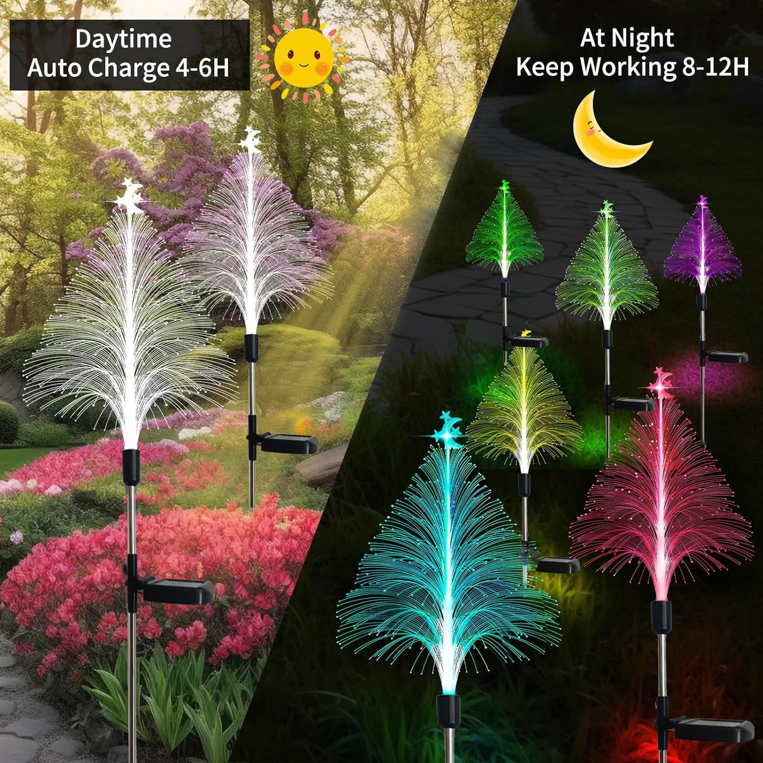 2 Sapins De Noël Solaires Extérieur 100 LED - 8 Modes Clignotants - Pour Jardin, Cour, Tombe (39 Pouces)