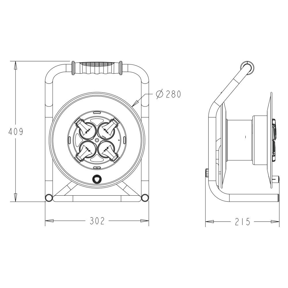 Enrouleur PRO de chantier 3G2.5 40m IP44 platine fixe (anti twist) - câble H07RN-F- 4 prises 16A - garantie 2 ans - 5