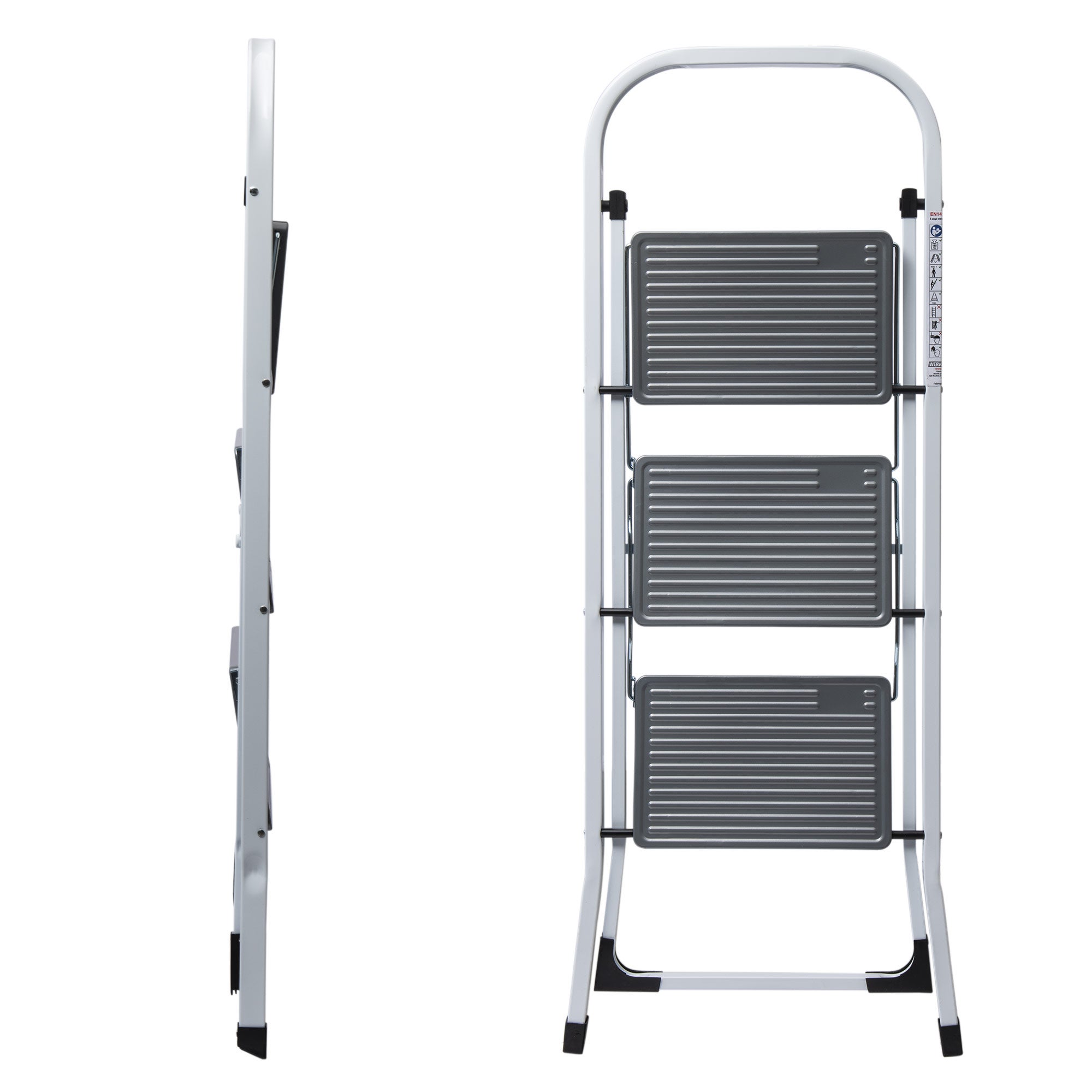 Escabeau pliable WERKA PRO 3 marches avec main courante métal peint - 3