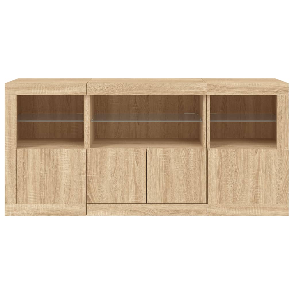 Credenza buffet cassettiera mobile contenitore organizer cucina soggiorno soggiorno con luci a LED sonoma 02_0029939 - 3