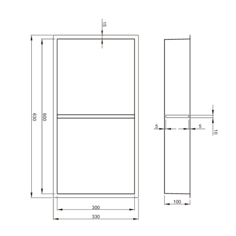 Swiss Aqua Technologies Aurum Nicchia per doccia da incasso, acciaio inox 304, 2 ripiani, 60x30x10cm, cromo spazzolato (SATAURN6030SBS) - 3