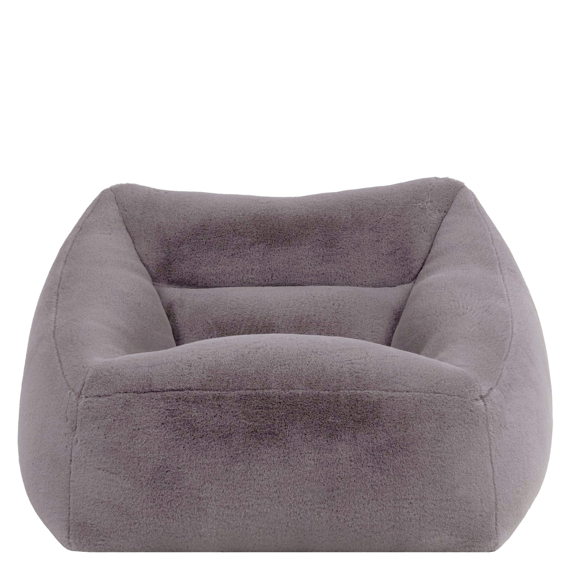 Pouf fauteuil Icon imitation fourrure luxueuse de lapin gris clair, salon, chambre, 97x84cm Oeko-Tex® - 4