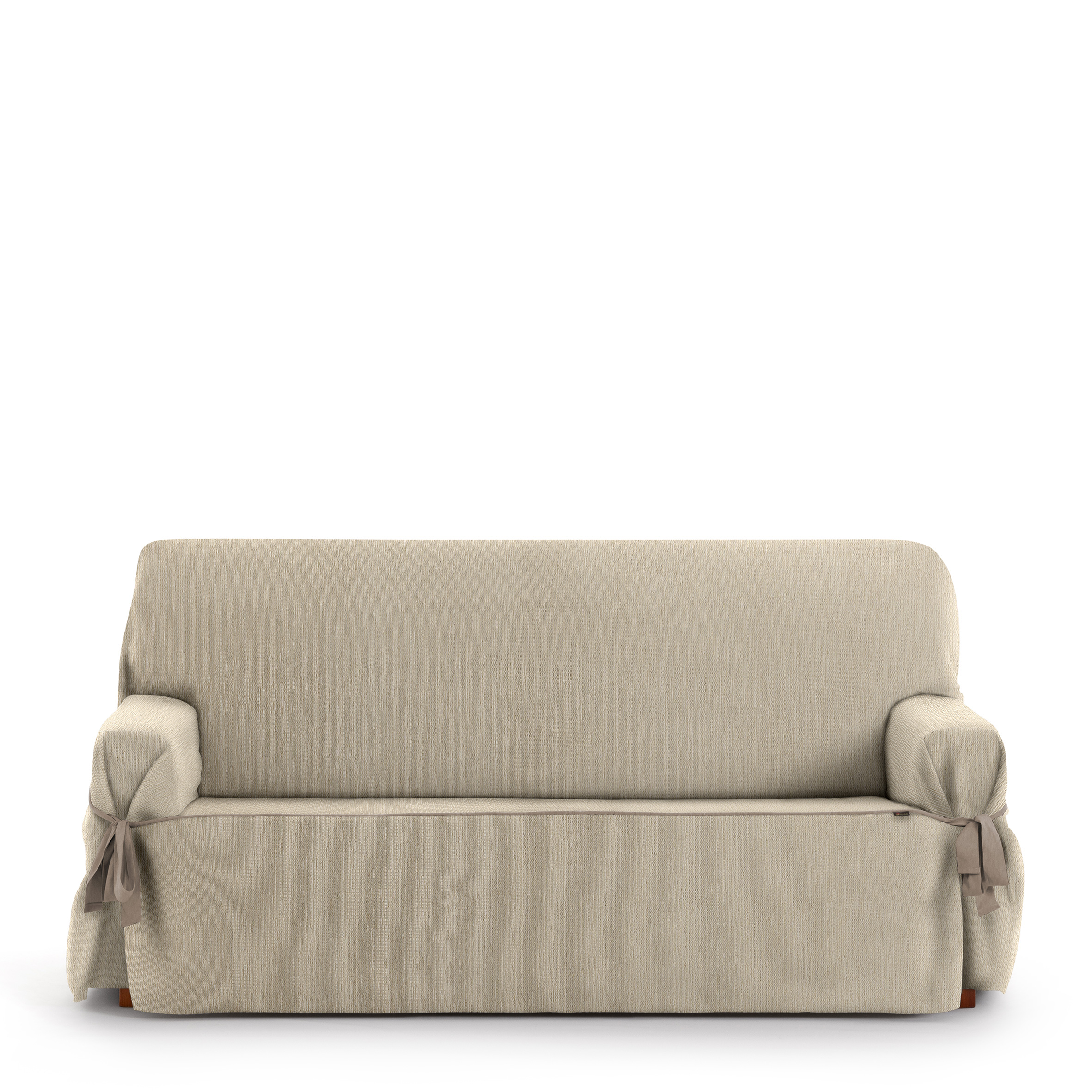 Funda de sofá tres plazas con lazos beige 180 - 230 cm