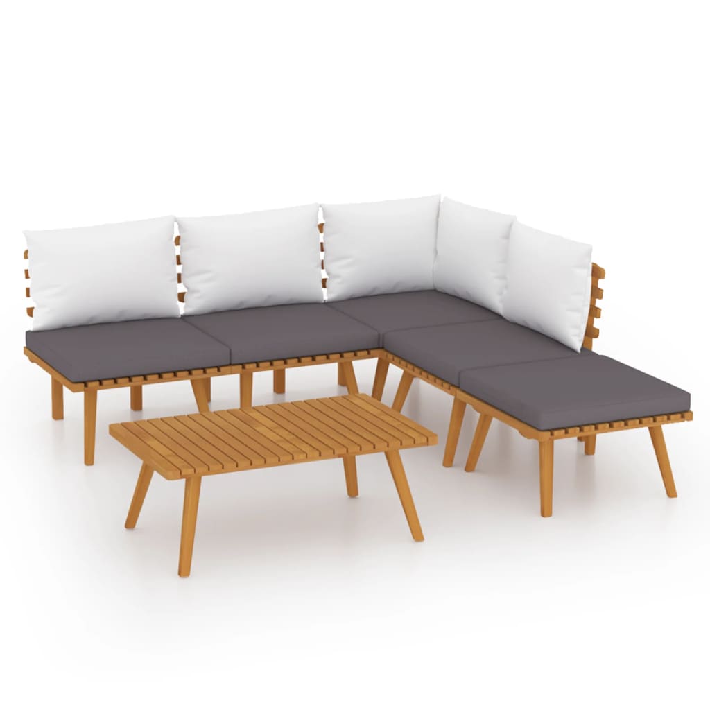 Maison Exclusive - 6 pcs conjunto lounge de jardim com almofadões acácia maciça - 2