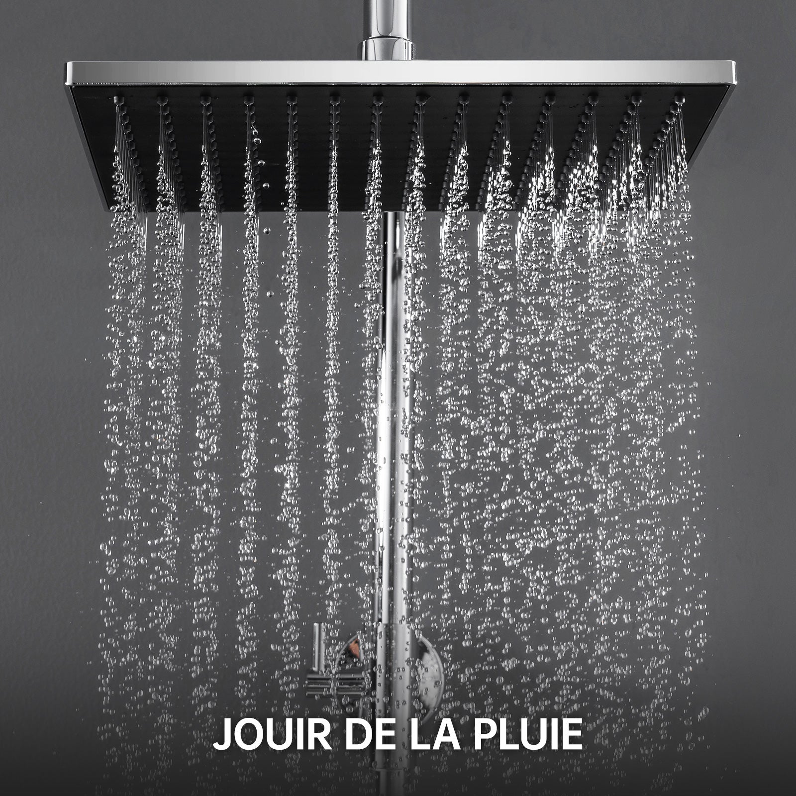 AURALUM MAX Columna de Ducha Cromada con Mezclador Altura Ajustable entre 93-130cm,Sistema de Ducha con Ducha 25.4x25.4cm y Cabezal de Ducha - 2