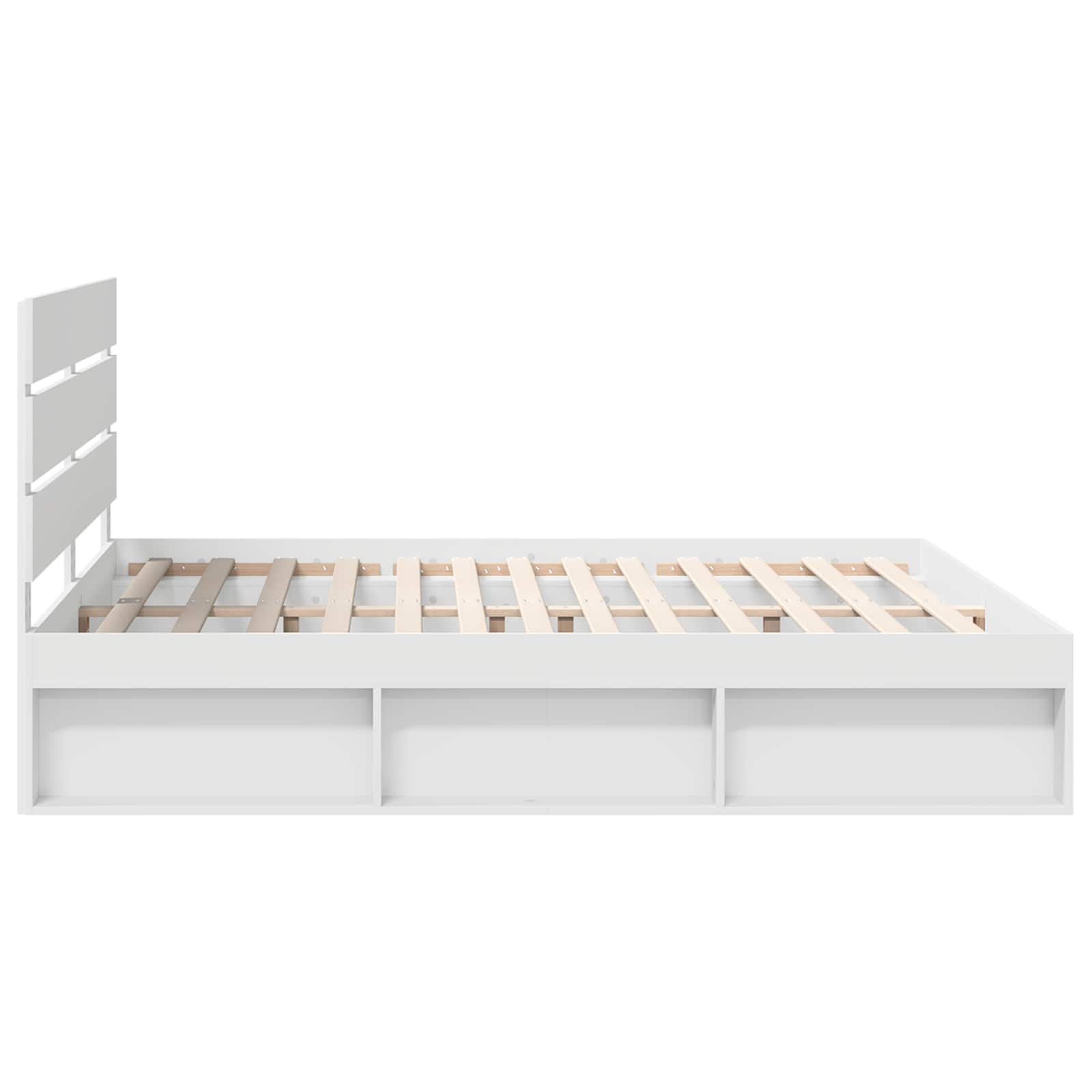 Cadre de lit blanc 200 x 200 cm en bois de pin massif - 8