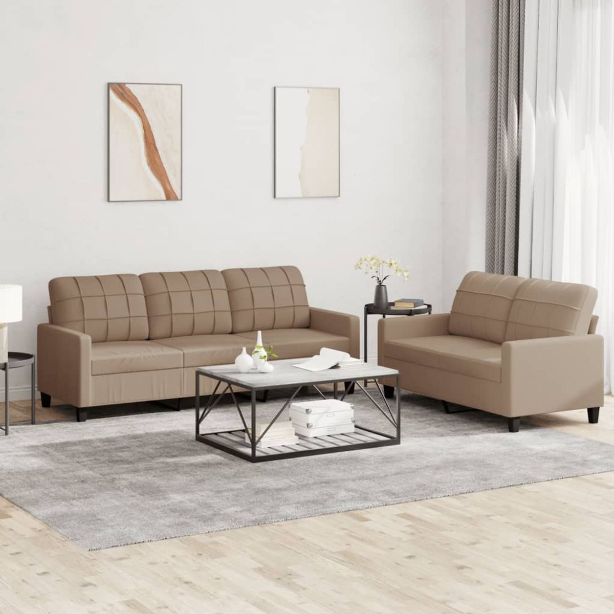 Ensemble de canapés 2 pcs avec coussins Cappuccino Similicuir vidaXL - 7