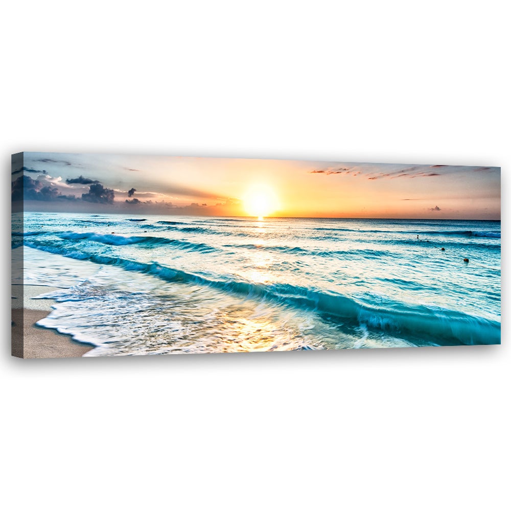 Obraz na płótnie, Morskie fale na plaży 120x40