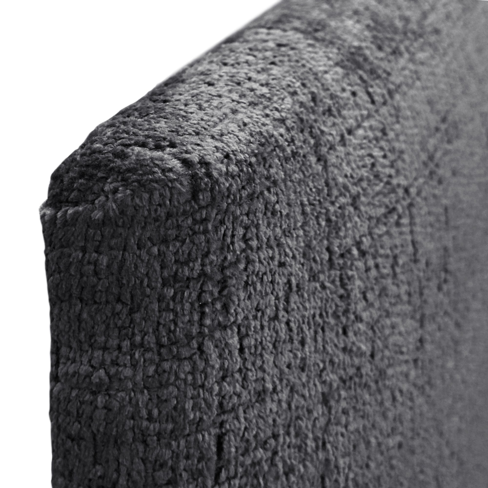 DHOME Testiera in lana ecologica premium finitura semplice con bottoni e gambe testiera imbottita per letto camera imbottita (Grigio Scuro, 90 cm) - 6