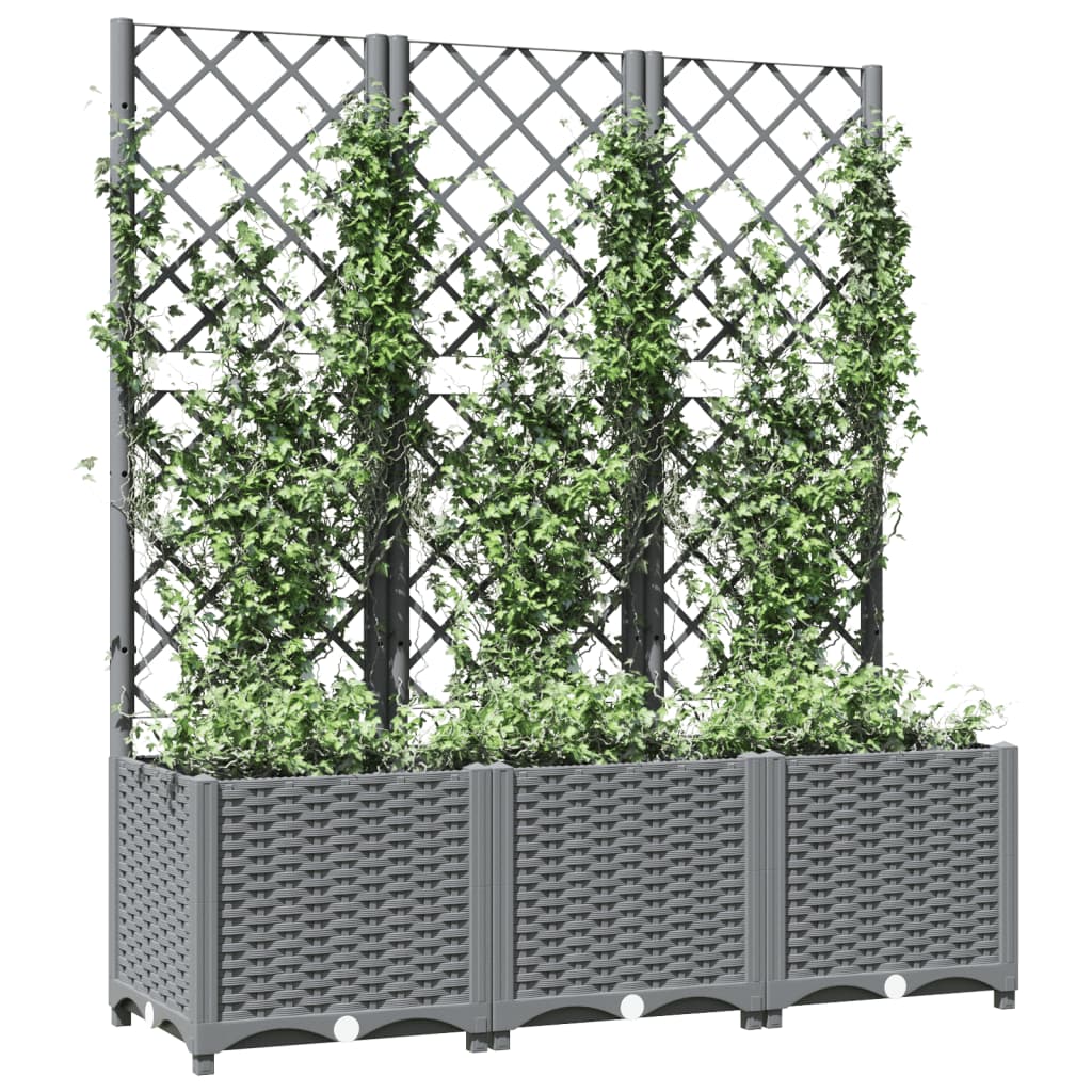 Maison Exclusive - Vaso/floreira jardim c/ treliça 120x40x136 cm PP cinza-claro - 3