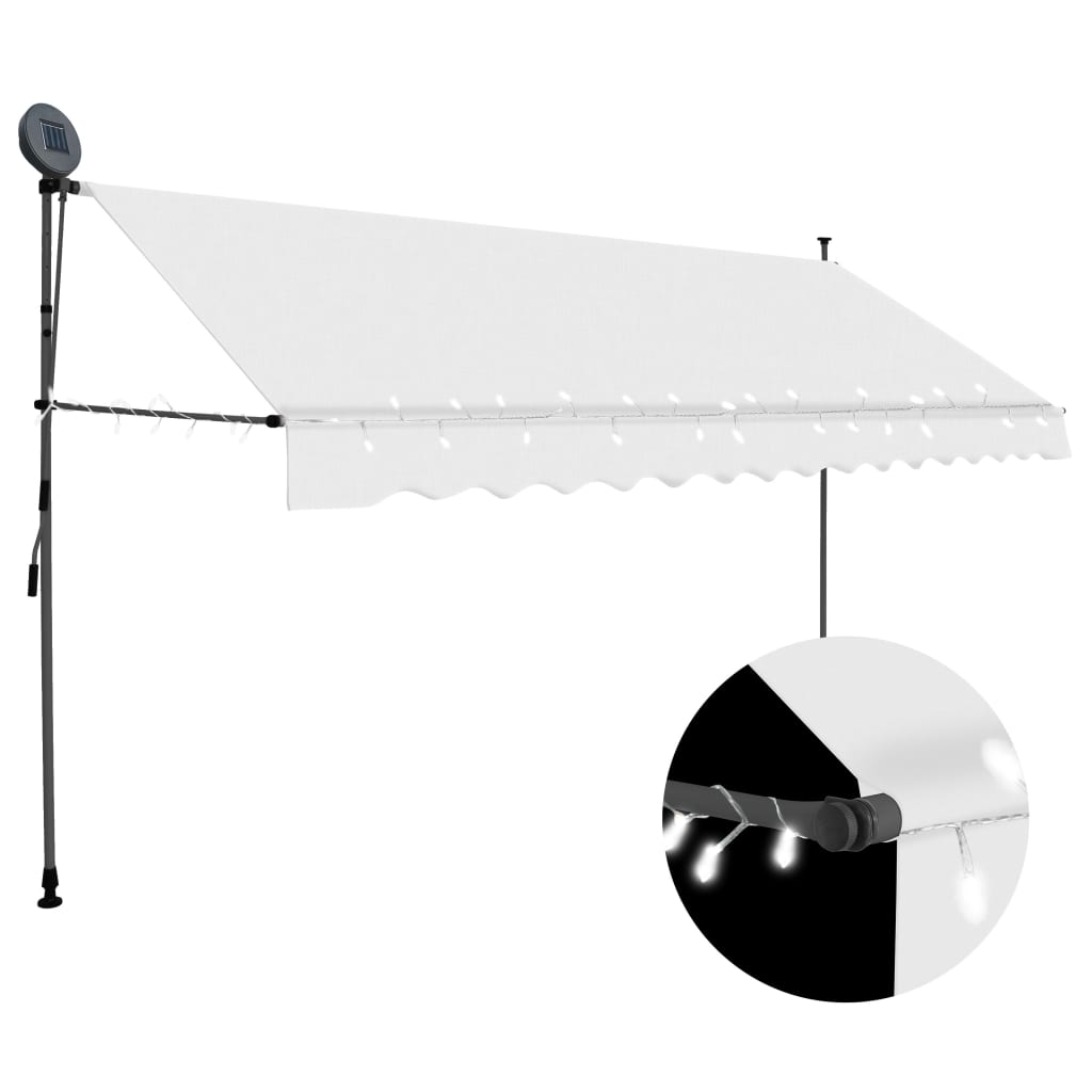 Ręcznie zwijana markiza z LED, 400 cm, kremowa vidaXL